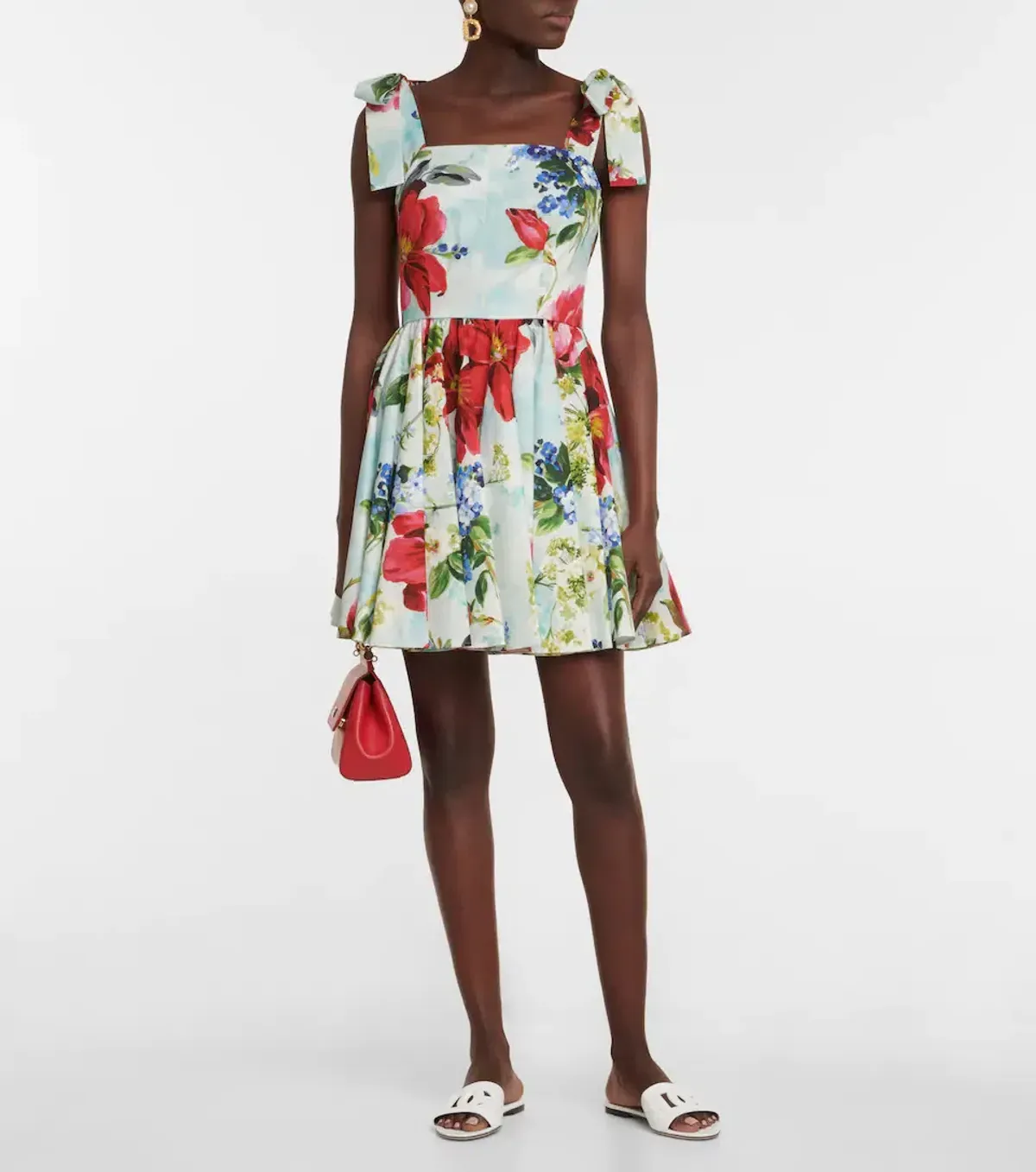 Dolce & Gabbana Cotton Poplin Mini Dress Floral Size 12 - Image 1