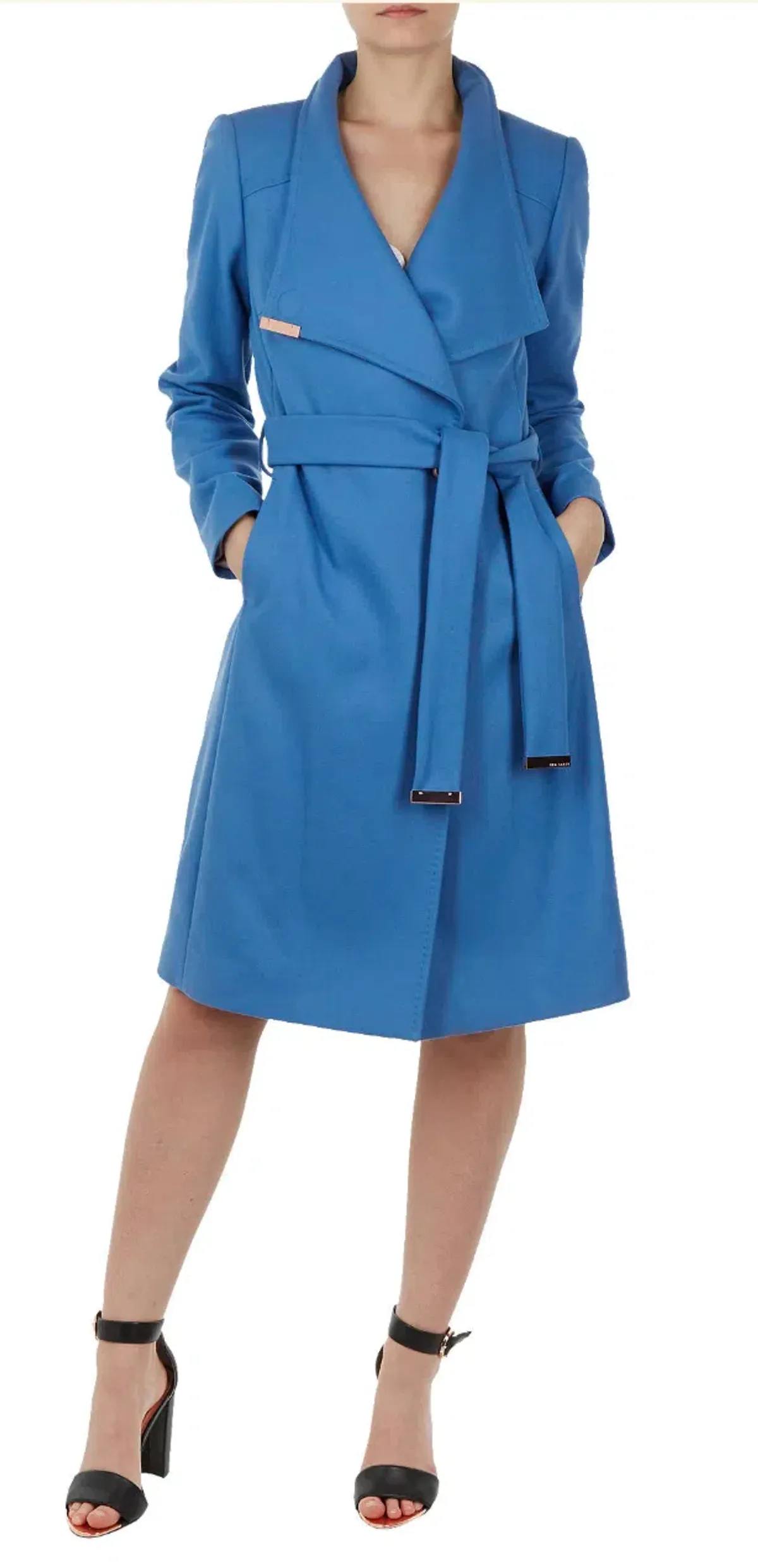 Ted Baker Sandra Wool Blend Wrap Coat Mid Blue Size 1 / Au 8 - Image 1