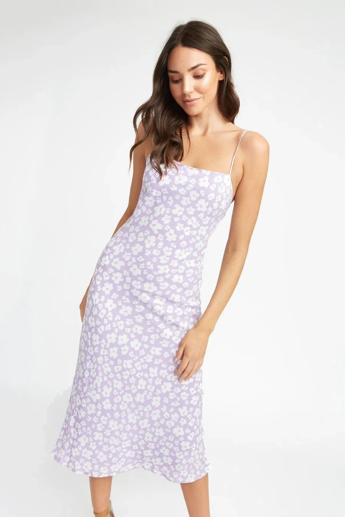 Kookai Fleur Slip Midi Dress Lilac/Floral Size 8 - Image 1