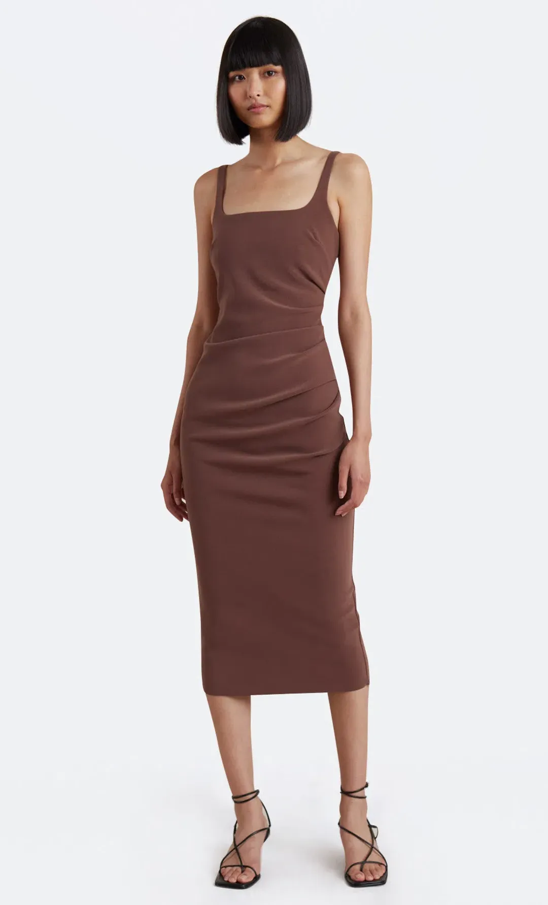 Bec & Bridge Karina Tuck Midi Dress Brown Size 6 / XS for rent on The Volte - main image
