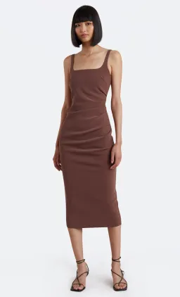 Bec & Bridge Karina Tuck Midi Dress Brown Size 6 / XS for rent on The Volte - image 1
