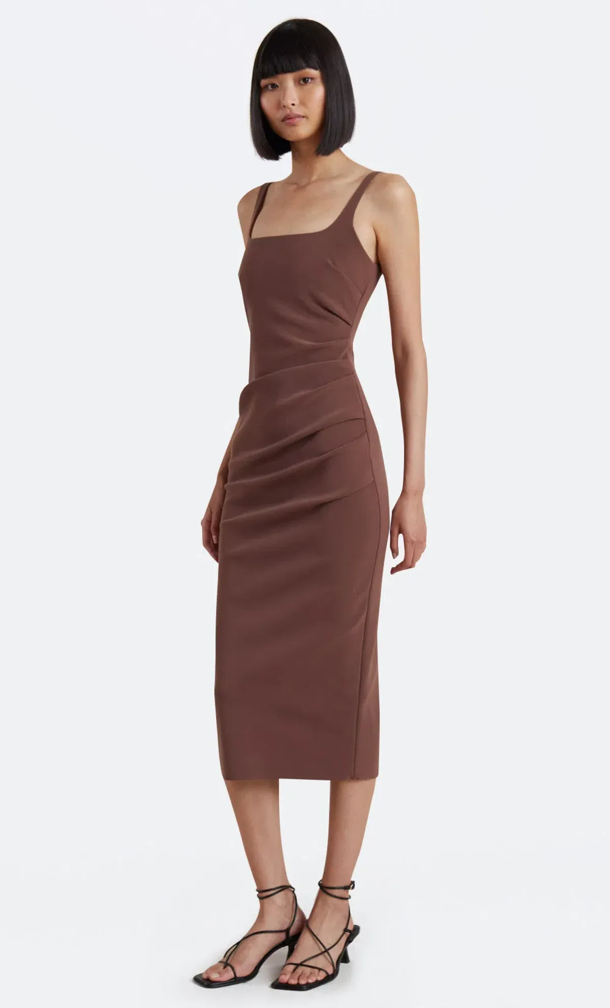 Bec & Bridge Karina Tuck Midi Dress Brown Size 6 / XS - Image 2