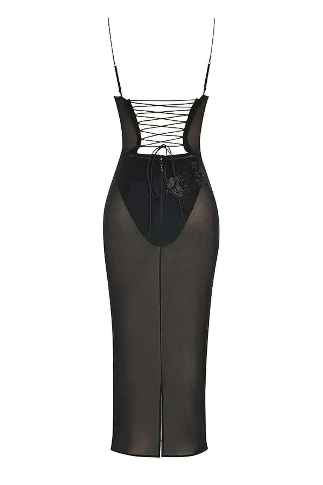 House of CB Amirah Mesh Crystal Embellished Midi Dress Black Size XS / Au 6 for rent on The Volte - main image