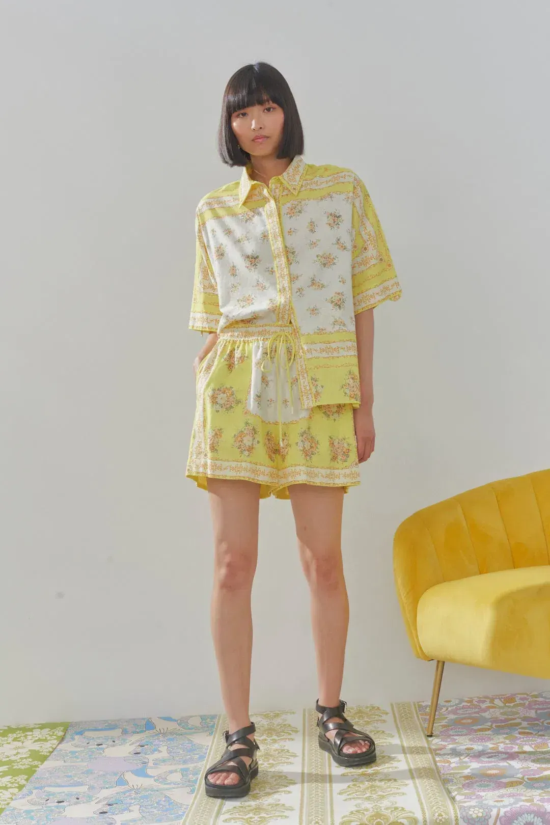 Alemaïs Catalina Yellow Shorts and Shirt Set Size 10 for rent on The Volte - main image