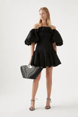 Aje Arles Off the Shoulder Mini Dress Black Size 6 for rent on The Volte - image 1