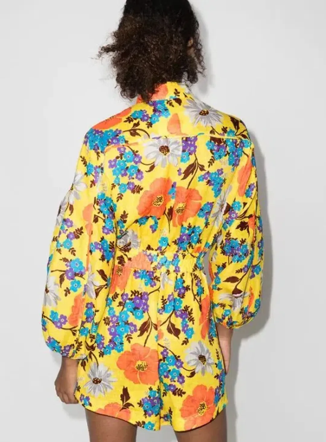 Zimmermann Linen Estelle Panelled Playsuit in Yellow Size 1/Au 10 for rent on The Volte - main image