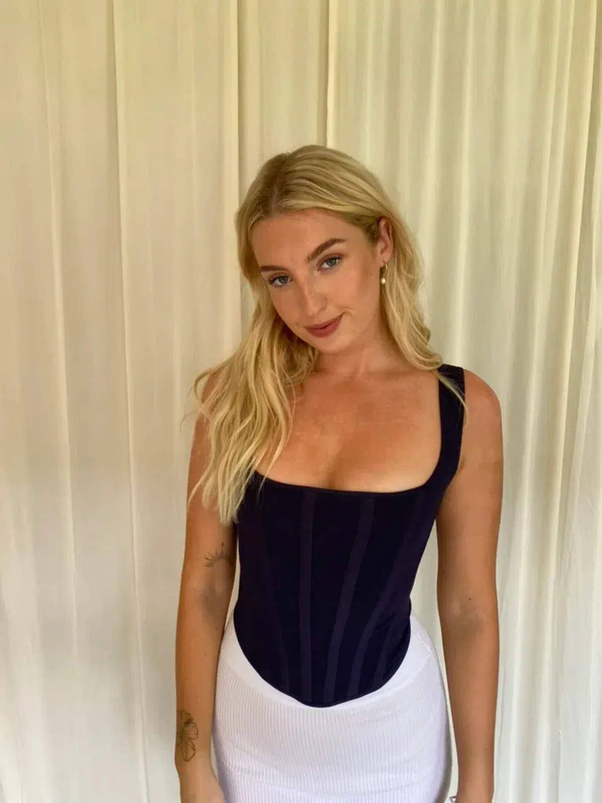 Dion Lee Pointelle Corset LS Top Navy Size XS/Au 6 - Image 8