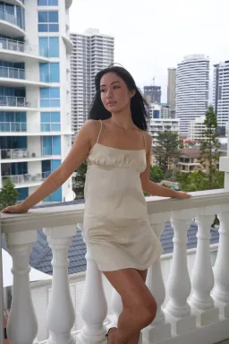 I Dream For You Champagne Silk Cami & Wave Silk Skirt Set Cream Size XS-S/AU 6 for rent on The Volte - image 3