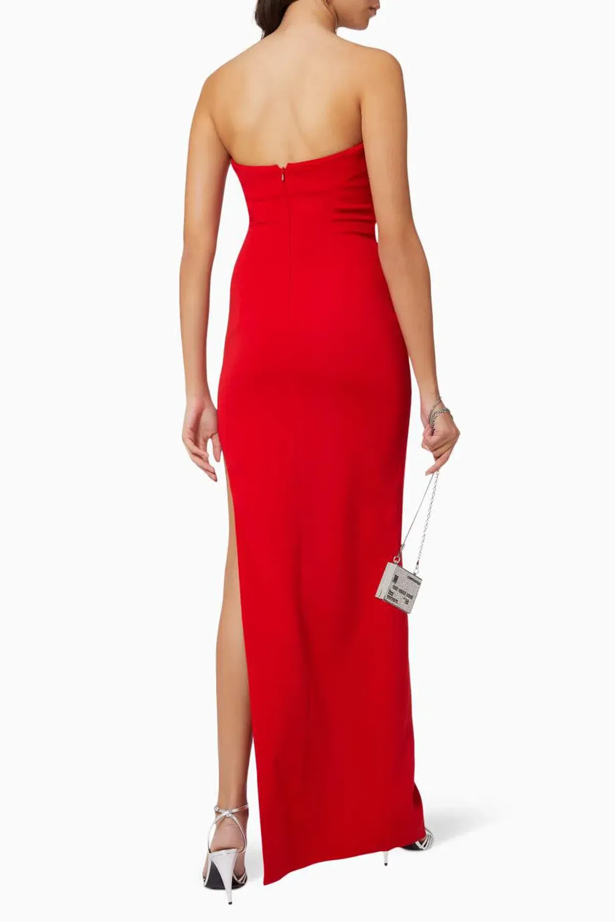 Monot Strapless Side-Slit Crepe Gown Red Size 6 - Image 3