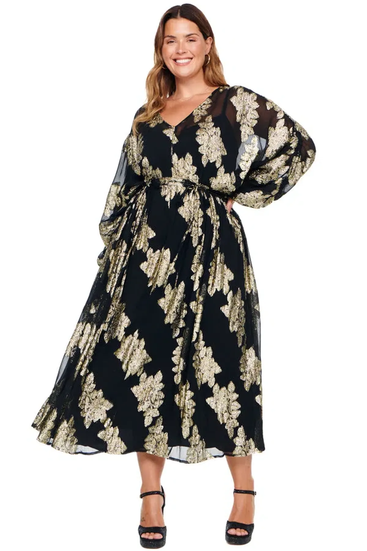 Never Fully Dressed Jaquard Missi Dress Black/Print Size 18 - Image 1