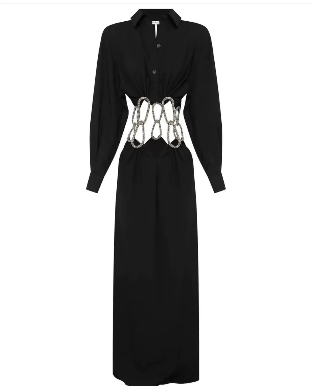 Christopher Esber Pendulant Crystal Linked Long Sleeve Dress Black Size 6 for rent on The Volte - main image