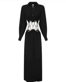 Christopher Esber Pendulant Crystal Linked Long Sleeve Dress Black Size 6 for rent on The Volte - image 2