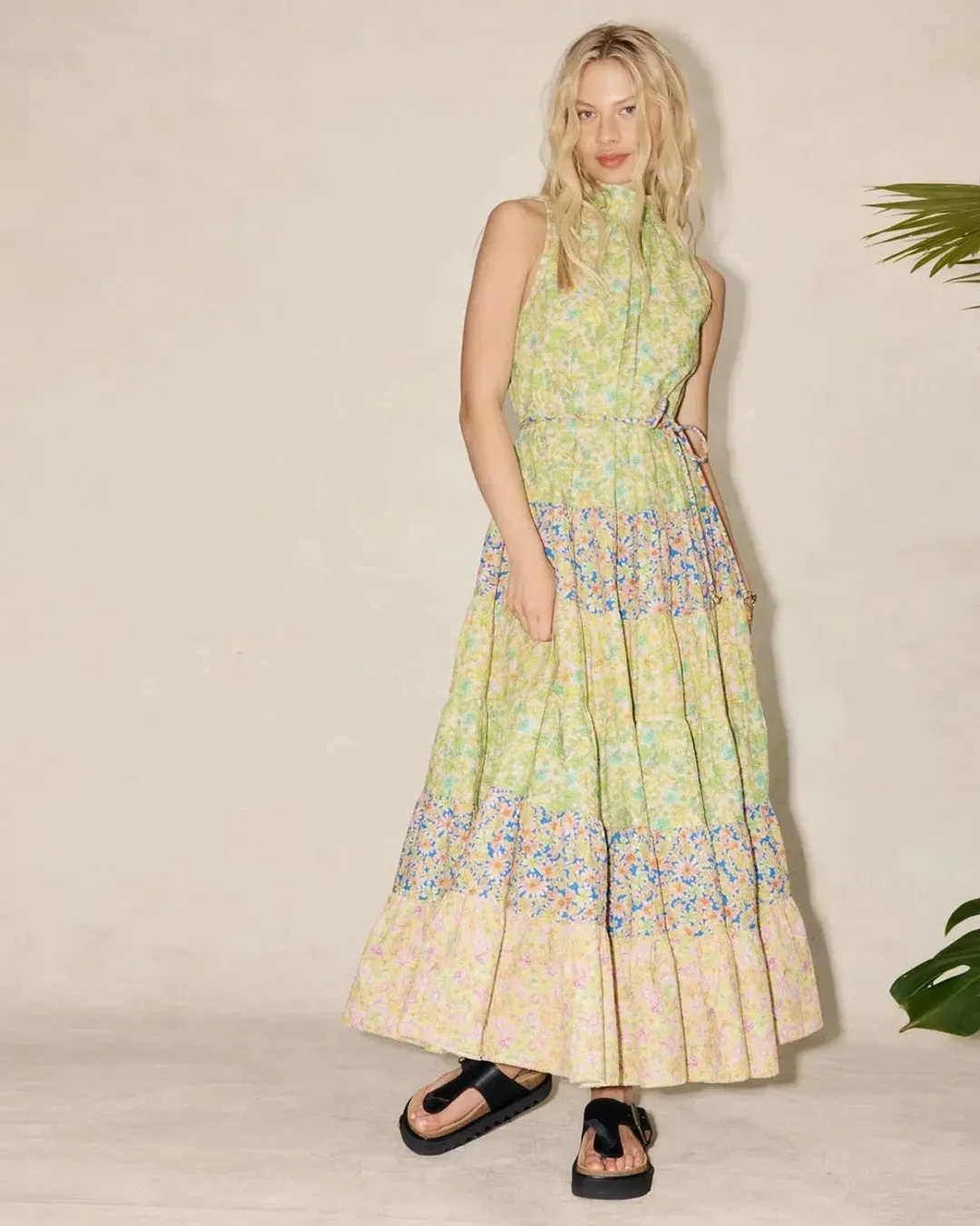 Alemais Daisy Spliced Midi Dress Multi Size 14 for rent on The Volte - main image