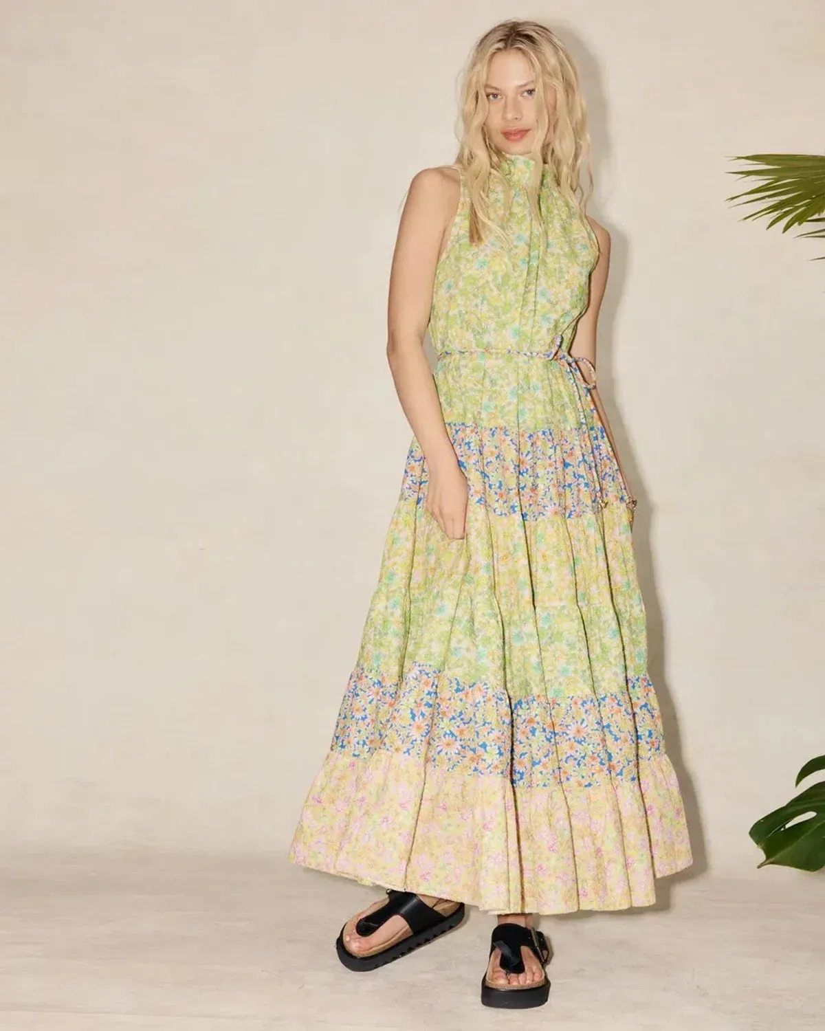 Alemais Daisy Spliced Midi Dress Multi Size 14 for rent on The Volte - main image