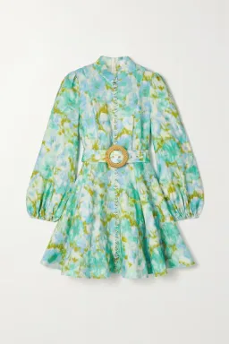 Zimmermann High Tide Buttoned Mini Dress Aqua Irate Floral Size 3/Au 14 for rent on The Volte - image 3