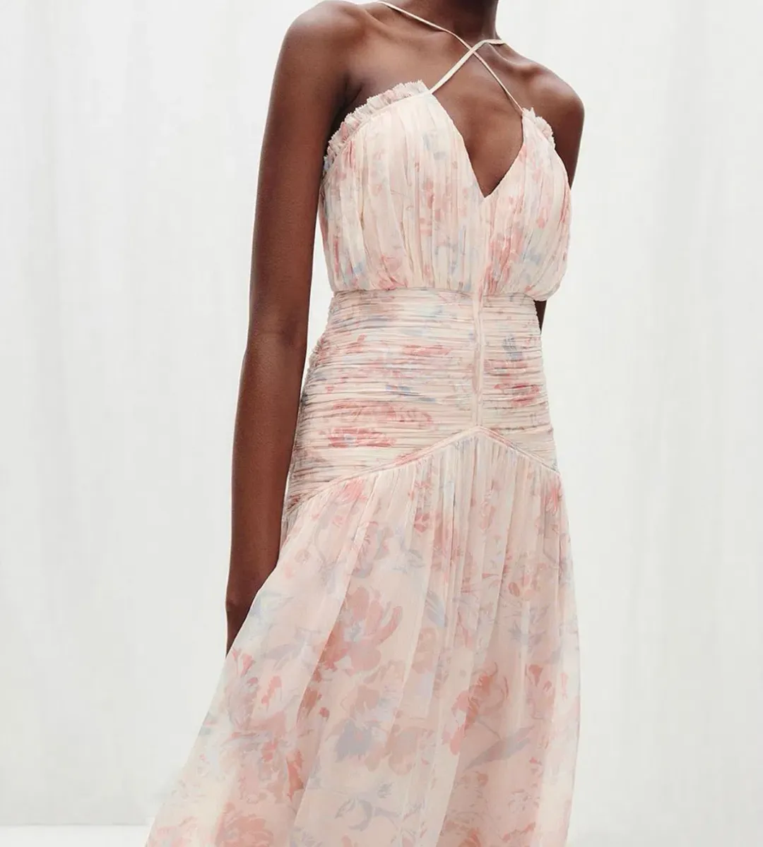 Shona Joy Faye Cross Front Midi Dress Floral Size 10 for rent on The Volte - main image