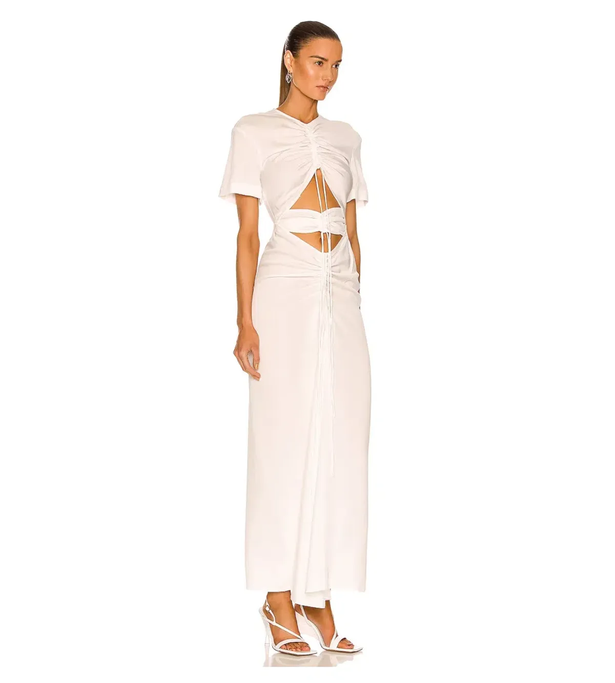 Christopher Esber Ruched Multi Panel Tee Dress in White Size 6 / XS - Image 2