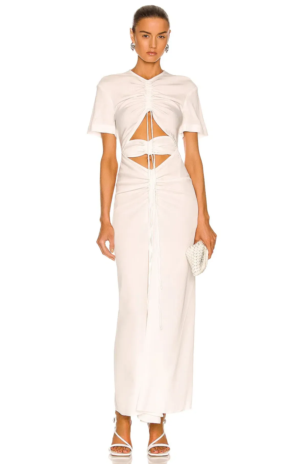 Christopher Esber Ruched Multi Panel Tee Dress in White Size 6 / XS - Image 1