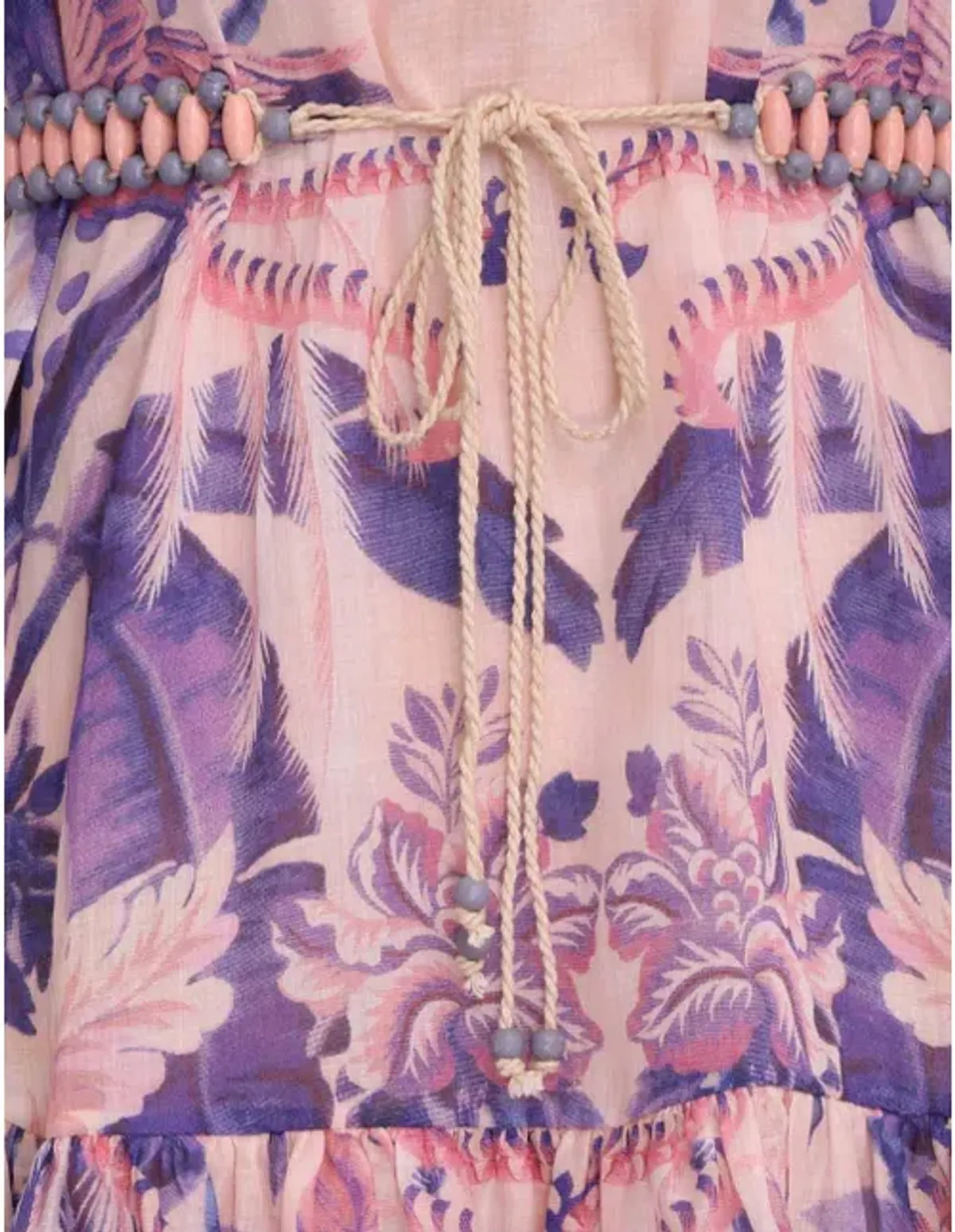 Zimmermann Lyre Billow Mini Dress in Purple Palm Print Size 0 / Au 8 - Image 4