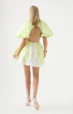 Aje Botanical Applique Mini Dress Ivory/Citrus Yellow Size 12 / L for rent on The Volte - image 2