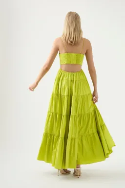 Aje Sartre Tiered Maxi Dress Green Size 8 / S for rent on The Volte - image 3