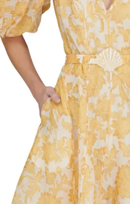 Zimmermann Postcard Puff Sleeve Midi Dress in Yellow AU14 (22:12) for rent on The Volte - image 5