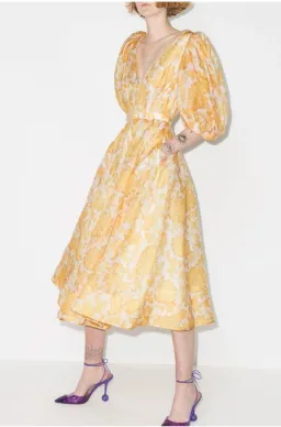 Zimmermann Postcard Puff Sleeve Midi Dress in Yellow AU14 (22:12) for rent on The Volte - image 3
