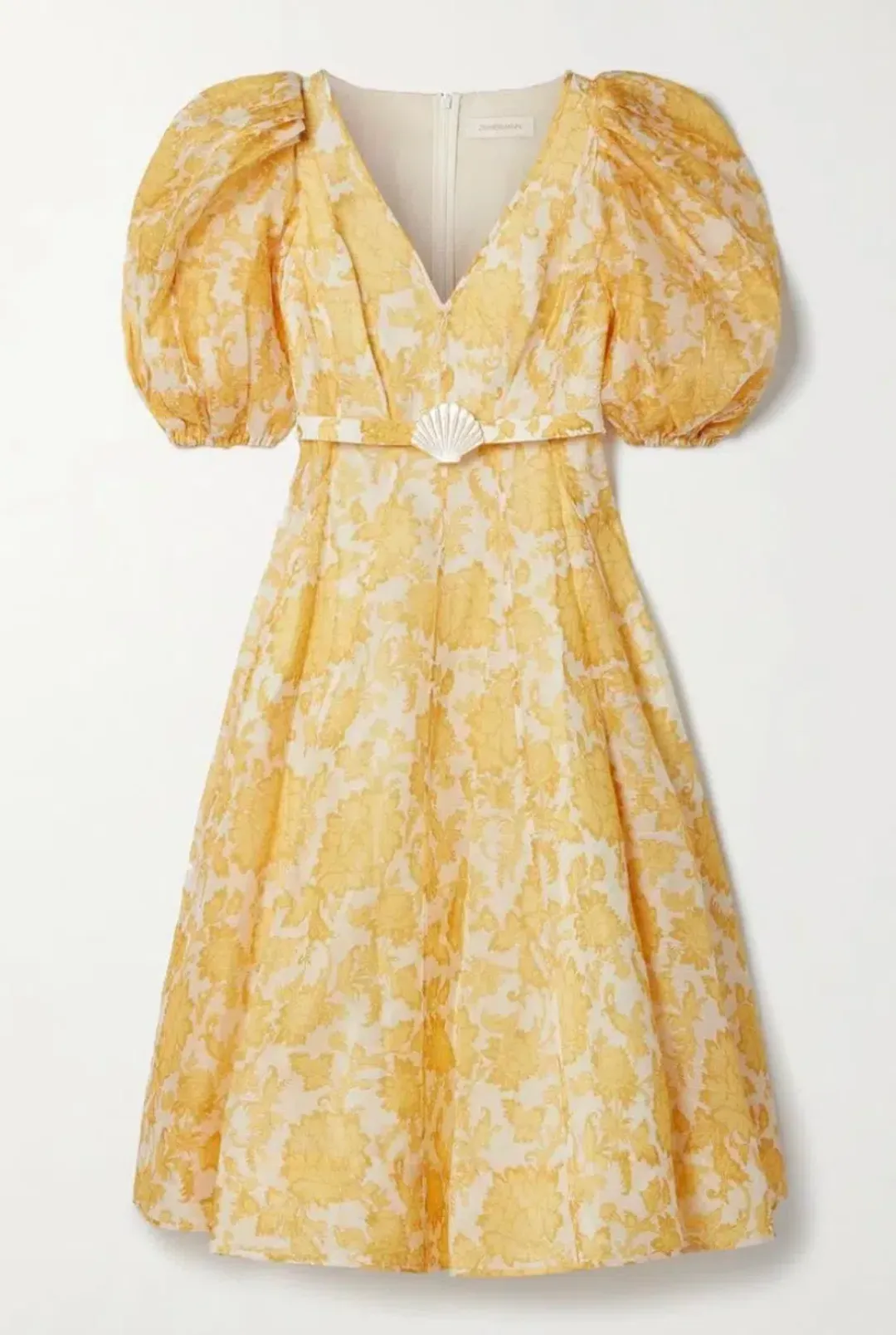 Zimmermann Postcard Puff Sleeve Midi Dress in Yellow AU14 (22:12) for rent on The Volte - main image