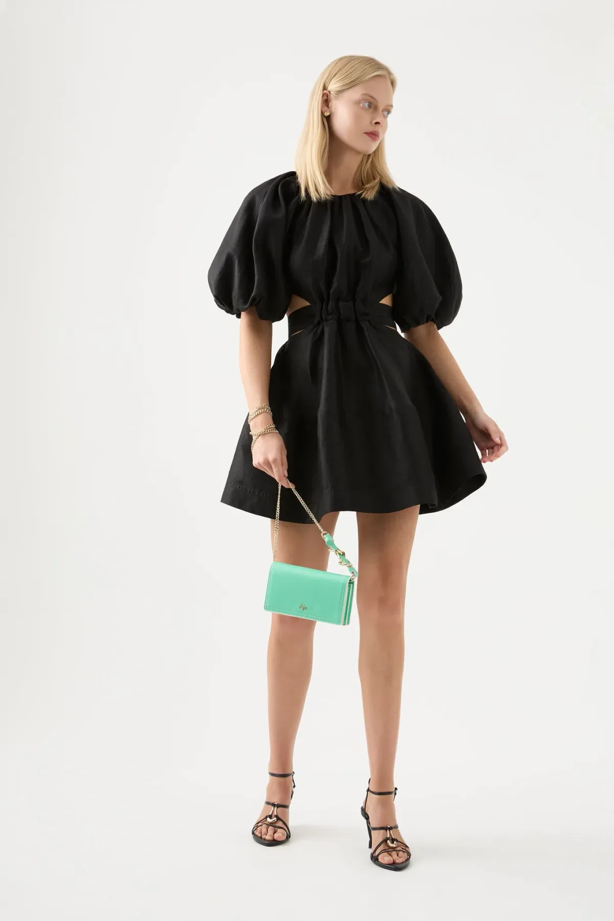 Aje Mimosa Cut Out Mini Dress Black Size 6 for rent on The Volte - main image