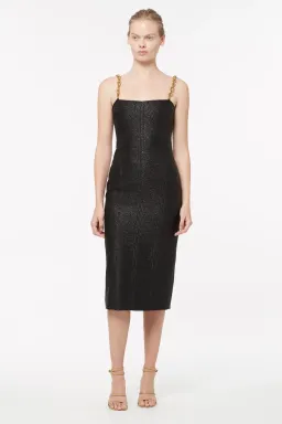 Manning Cartel Neo Classic Midi Dress with Chain Straps Black Size 12 for rent on The Volte - image 1