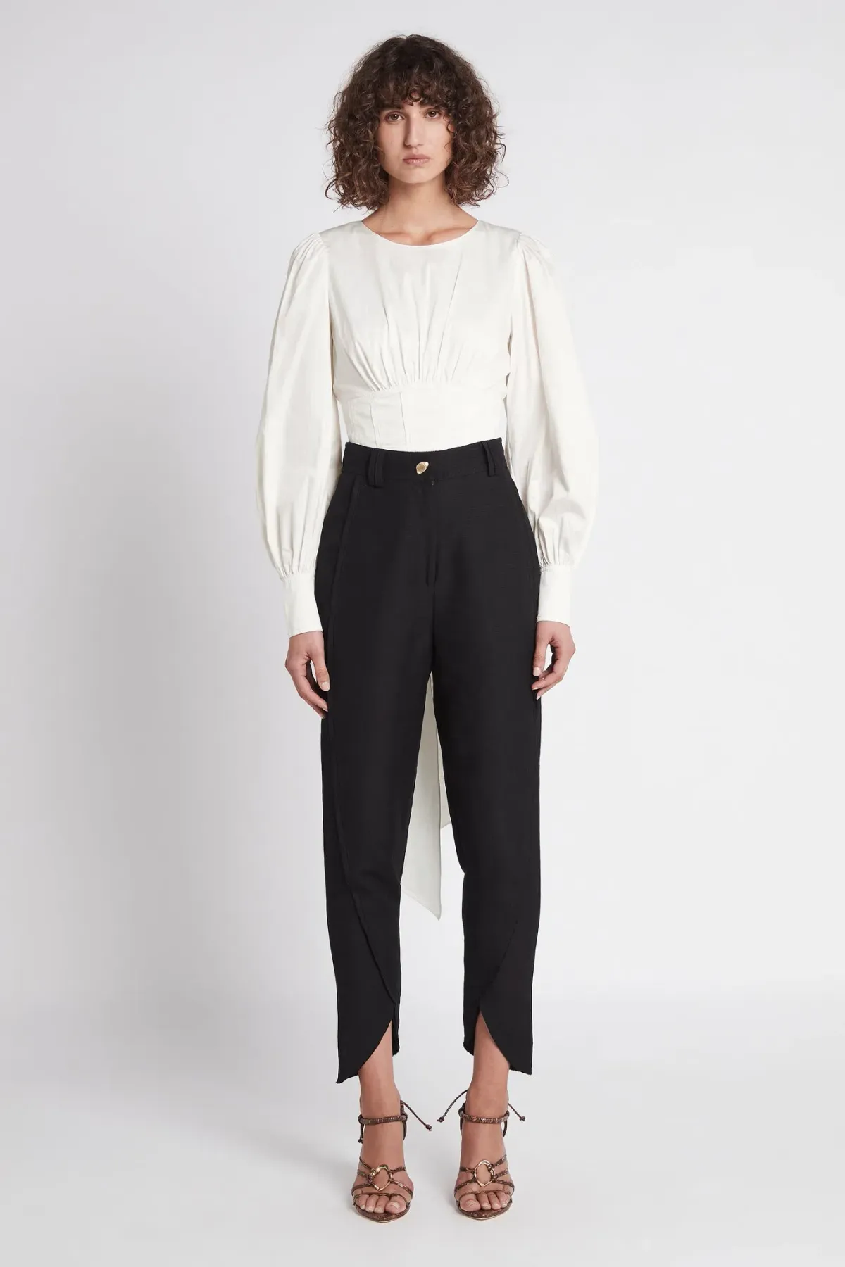 Aje Poised Lace Up Cropped Top Ivory Size 12 / L - Image 1