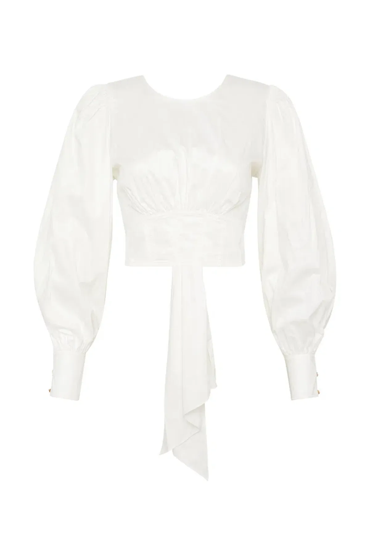 Aje Poised Lace Up Cropped Top Ivory Size 12 / L - Image 4