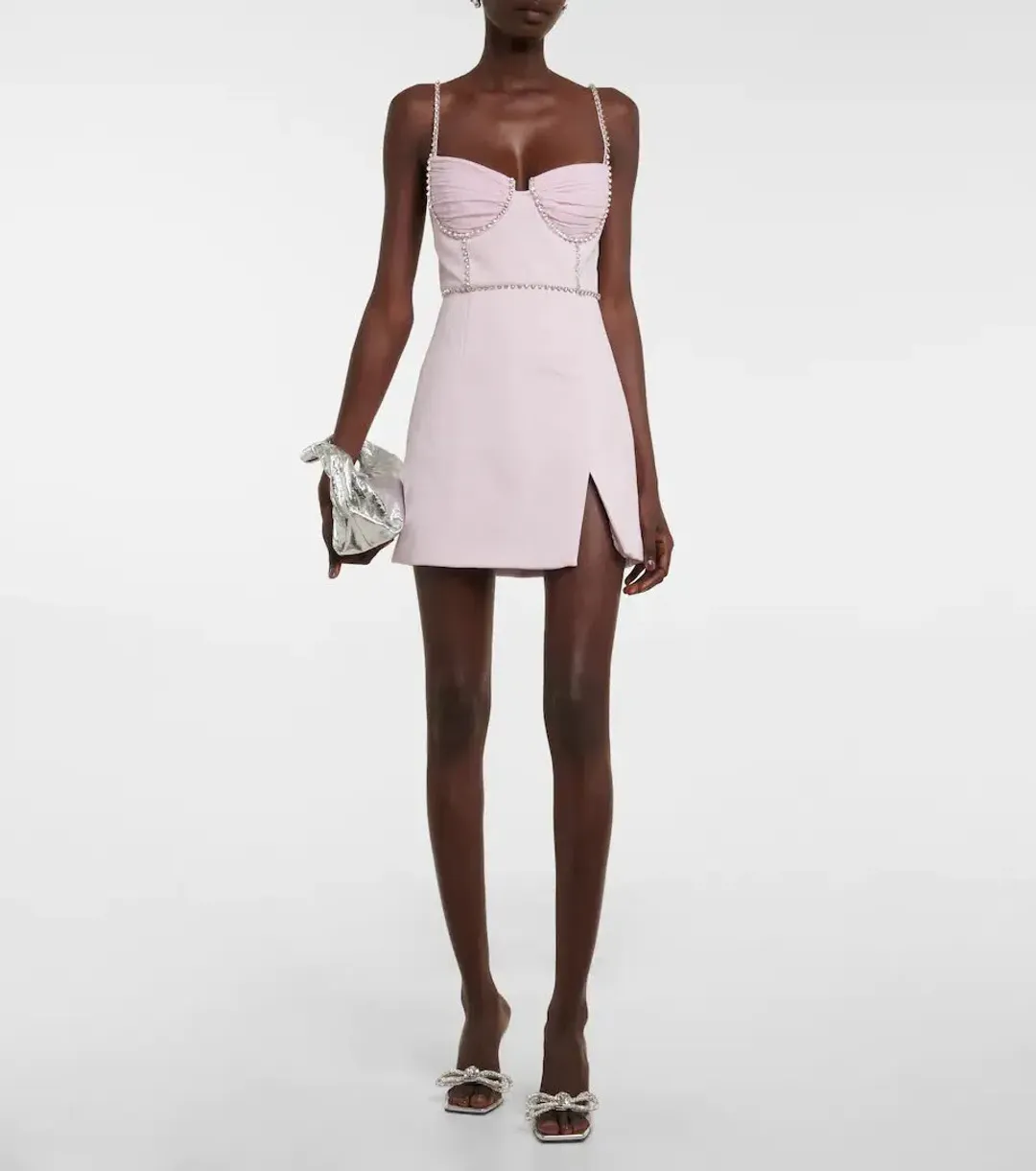 Self Portrait Chiffon and Crepe Mini Dress Pink Size 10 for rent on The Volte - main image