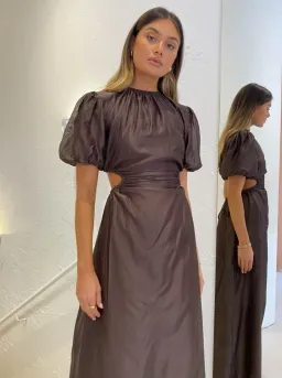 Sir The Label Anje Puff Sleeve Gown Chocolate Size 3/Au 12 for rent on The Volte - image 2