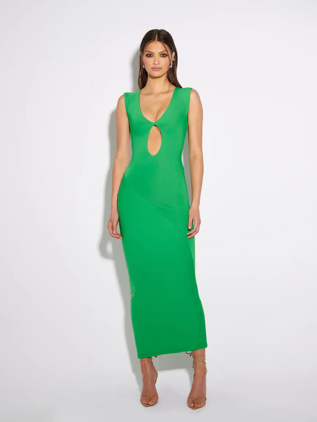 Effie Kats Carli Keyhole Midi Dress in Jungle Green Size 10 for rent on The Volte - main image