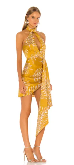 Camila Coelho Antonia Mini Dress Gold Tropical Size S/Au 10 for rent on The Volte - image 2