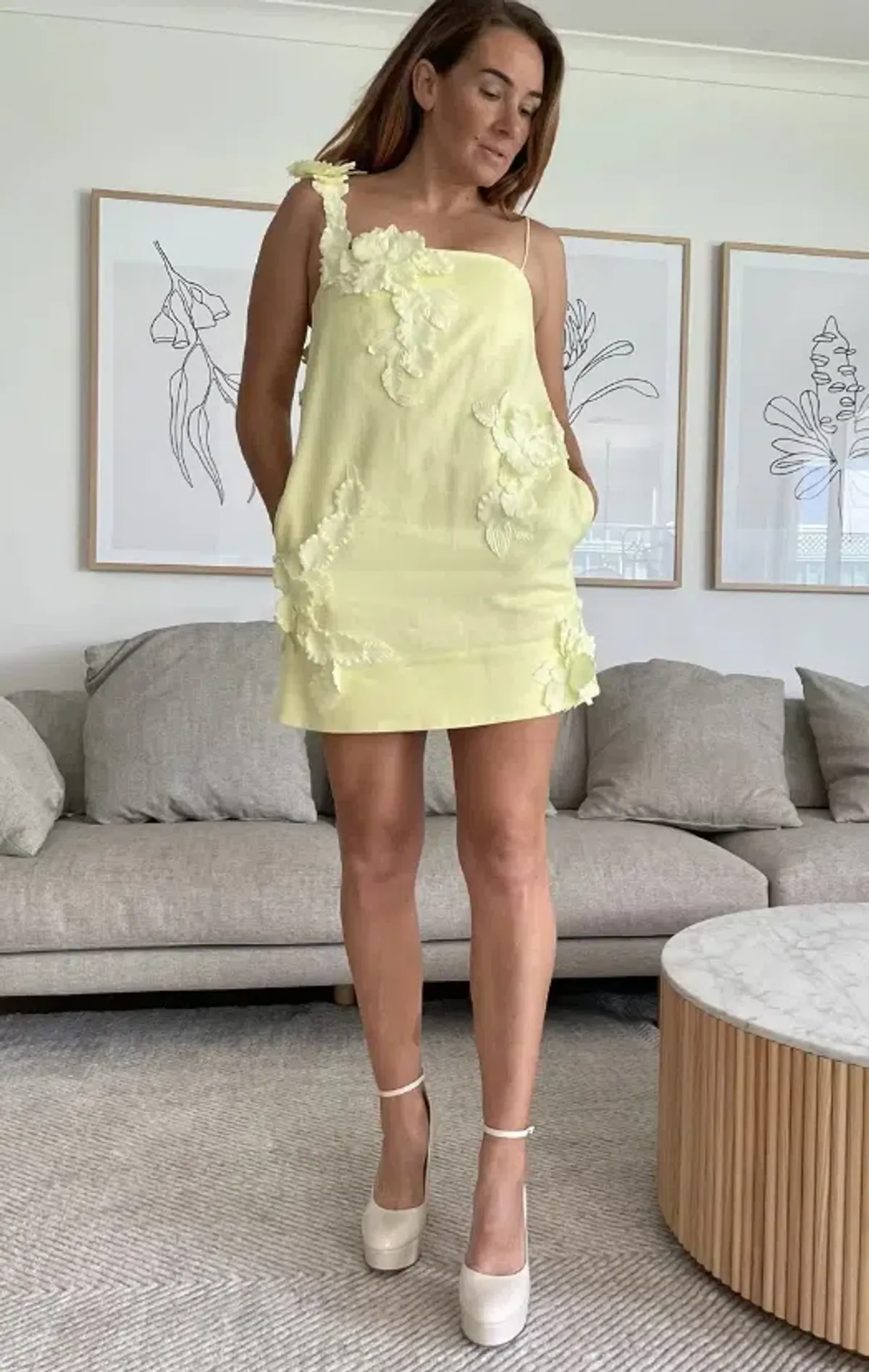 Zimmermann High Tide Shift Flower Mini Dress Yellow Size 0P / Au 6 - Image 2