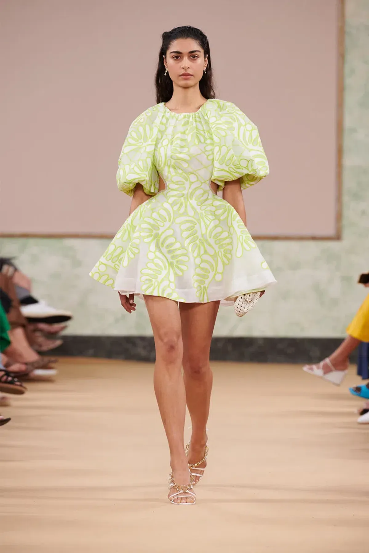 Aje Botanical Applique Mini Dress Green/White Size 8 for rent on The Volte - main image