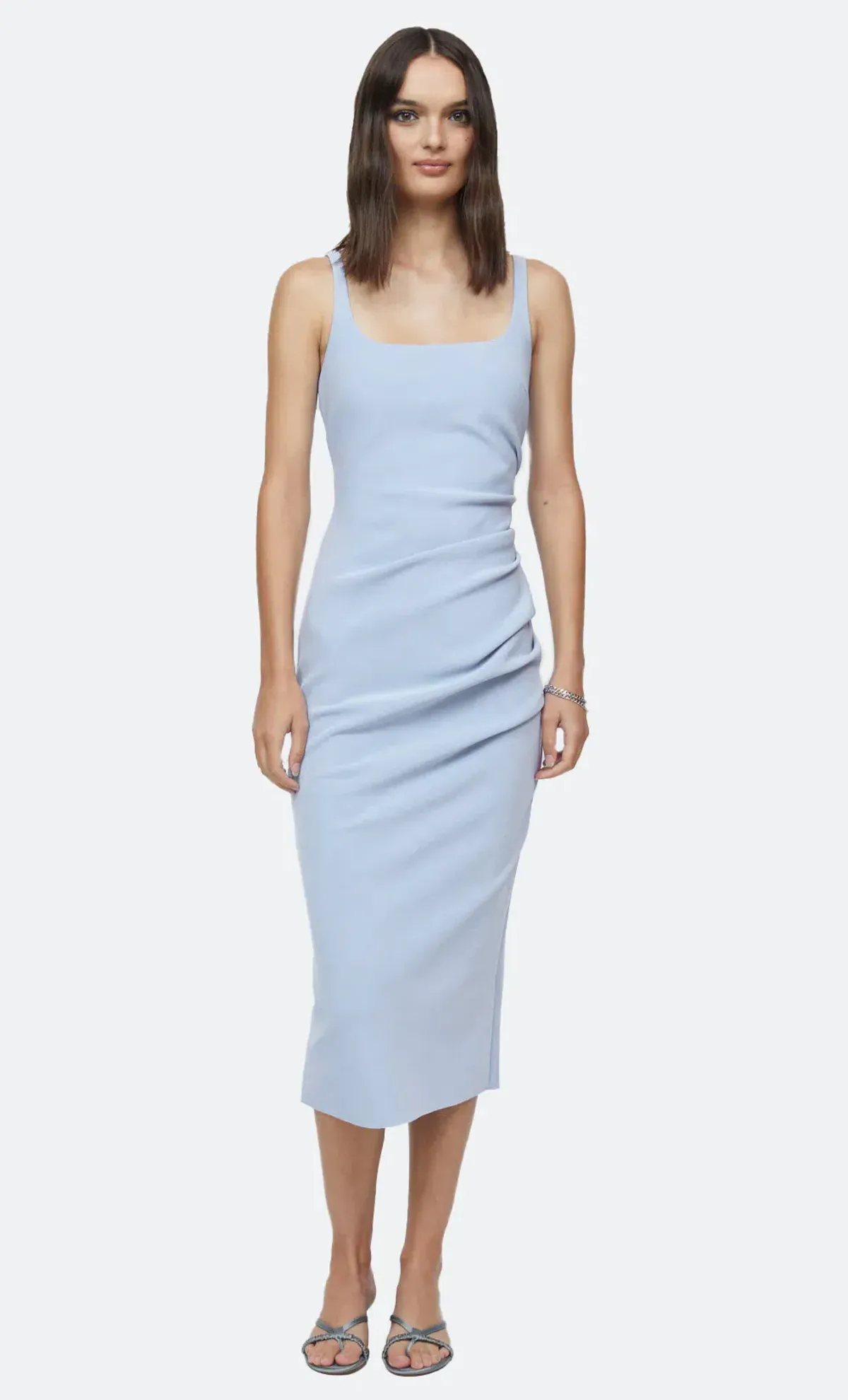Bec & Bridge Karina Tuck Midi Dress Powder Blue Size 8 for rent on The Volte - main image