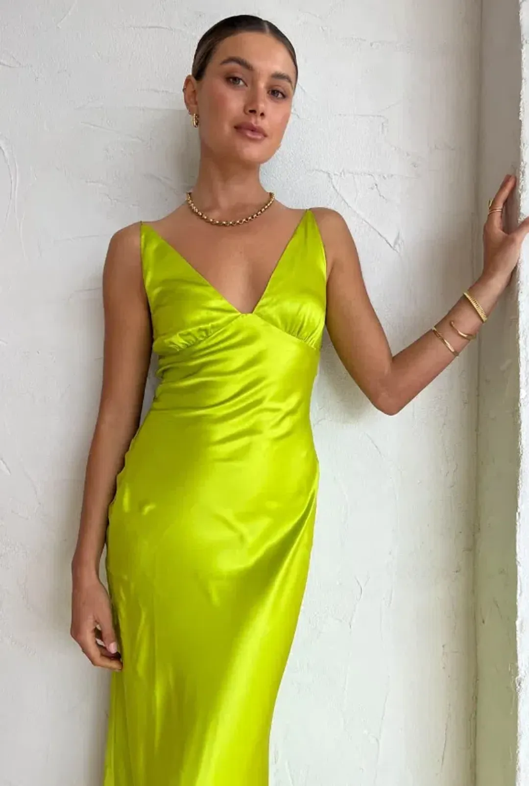 Ginia Sonia Maxi Dress in Electric Lime Size M / Au 10 for rent on The Volte - main image