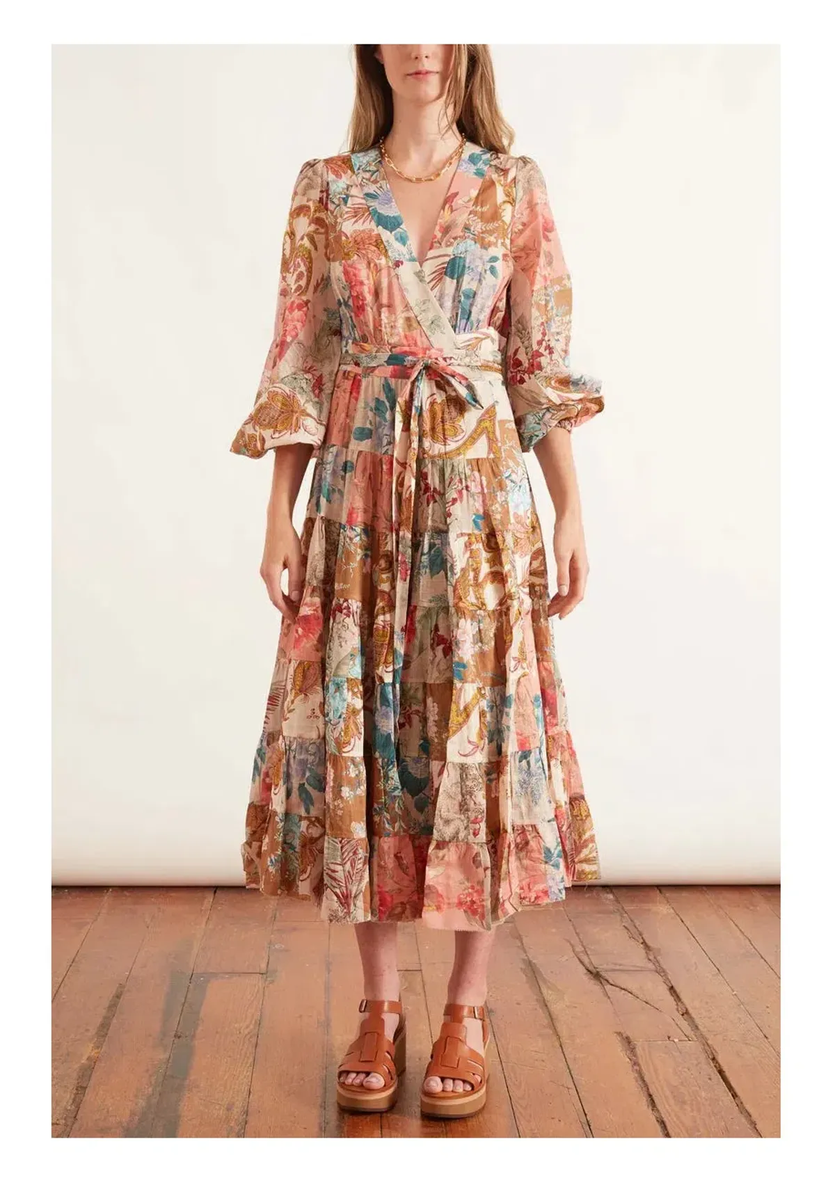 Zimmermann Cassia Patch Wrap Midi Dress Floral Size 2 / Au 12 - Image 1
