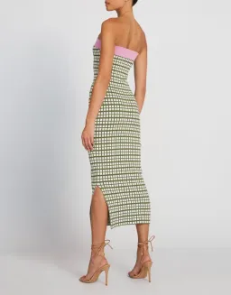 By Johnny Isabella Check Strapless Knit Dress Army Pink Size 6 for rent on The Volte - image 3