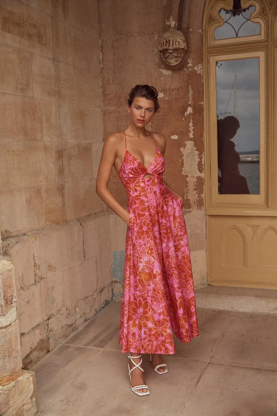 Scanlan Theodore Silk Cotton Strappy Dress Pink Size 6 / XS for rent on The Volte - main image