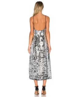 Off-White c/o Virgil Abloh Metallic Sequin Slip Dress Size 10 for rent on The Volte - image 2