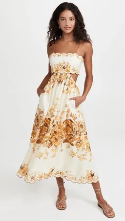 Zimmermann Aliane Scallop Midi Dress Floral Size 6 for rent on The Volte - image 2