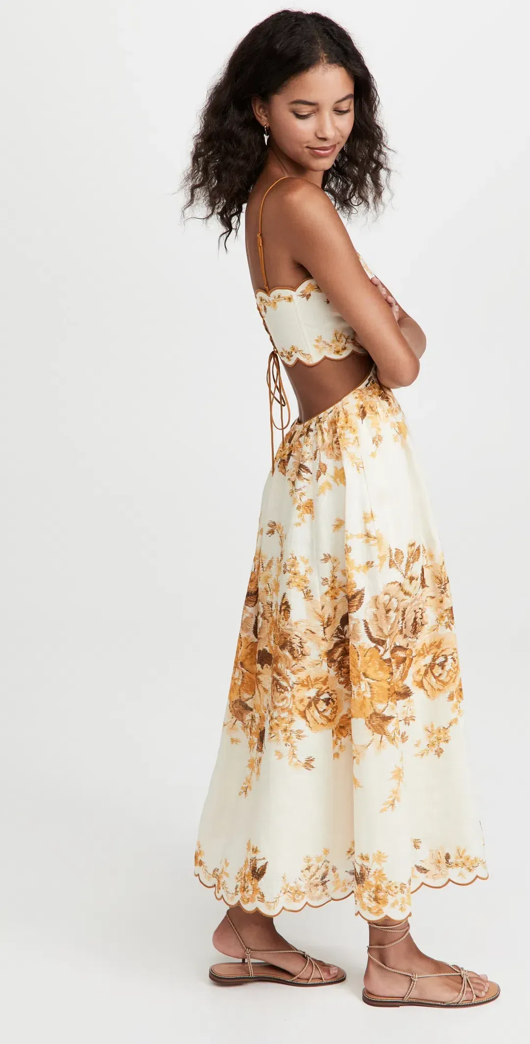 Zimmermann Aliane Scallop Midi Dress Floral Size 6 for rent on The Volte - main image