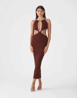 San Sloane Adrian Brown Dress Size 8 for rent on The Volte - image 1