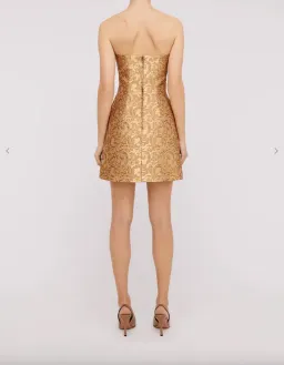Scanlan Theodore Brocade Mini Dress Gold Size 6 for rent on The Volte - image 3