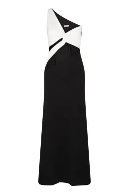 Aaizél Cut Out One Shoulder Maxi Dress Black/White Size 6 for rent on The Volte - image 3