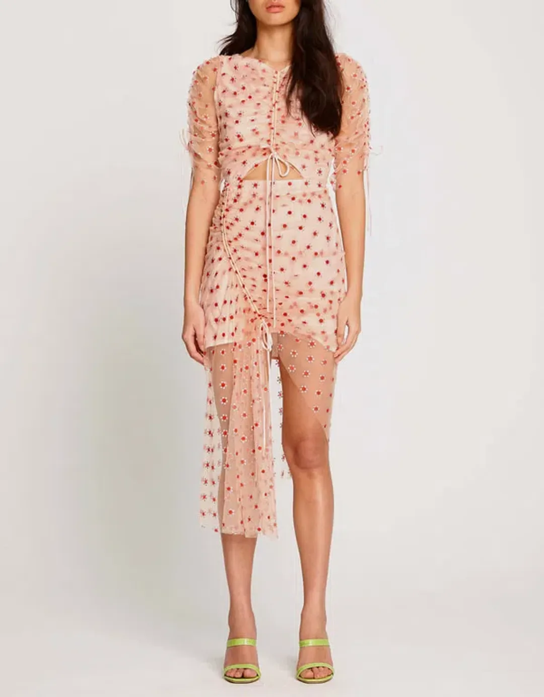 Alice McCall Stardust Midi Dress Beige/Red Size 8 for rent on The Volte - main image